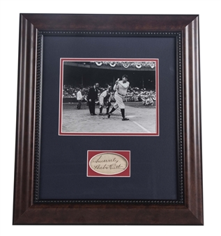 Babe Ruth Signed Cut Signature Framed 18x22 Photo Display (Beckett MINT 9)